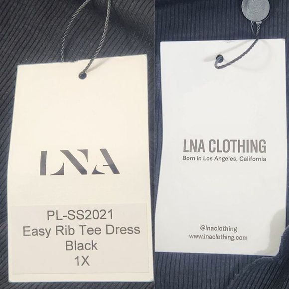 LNA Easy Rib Tee Dress Black Size 1X PL-SS2021 - Picture 11 of 15